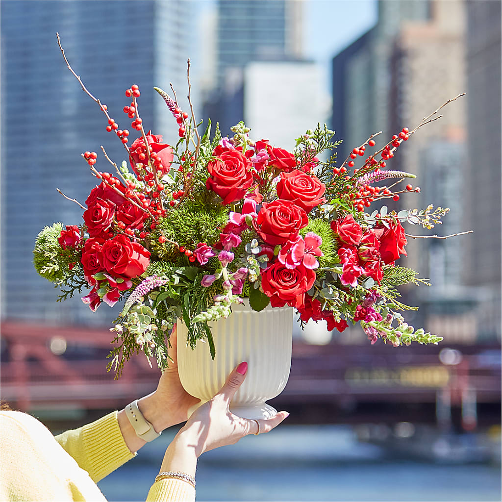 Big Red Bow Bouquet – All Of The Good Flowers, Jackson NJ