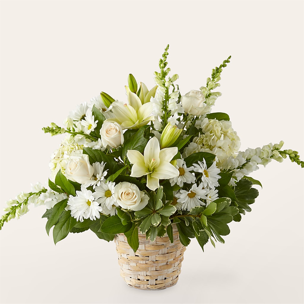 Ivory Elegance Floral Basket – All Of The Good Flowers, Jackson NJ